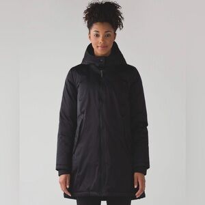 EUC ❄️ Lululemon No Shivers Parka Jacket Reversible Black size 6-8 Medium